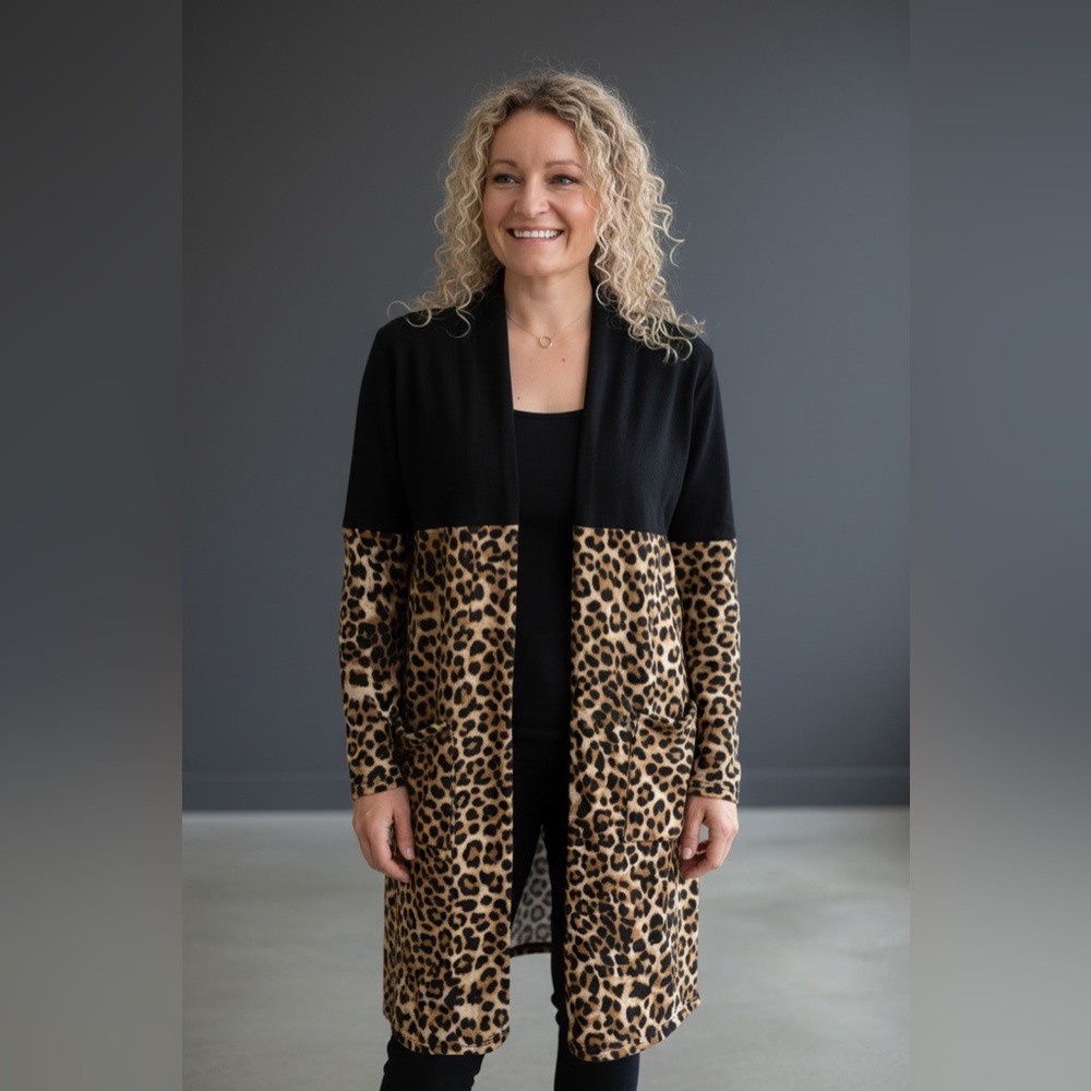 Leopard Print Open Cardigan